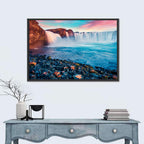 Goðafoss Waterfall at Sunset Wall Art