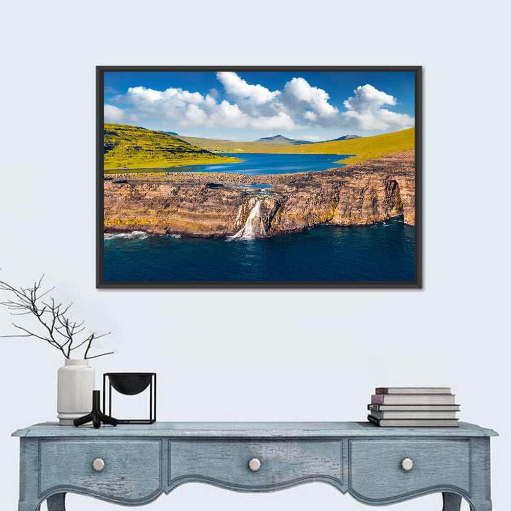 Mulafossur Waterfall Gasadalur Wall Art in a room, landscape
