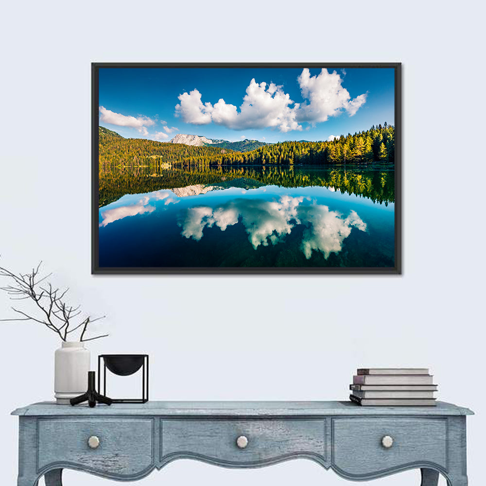 Crno Jezero Lake Wall Art in a room, landscape