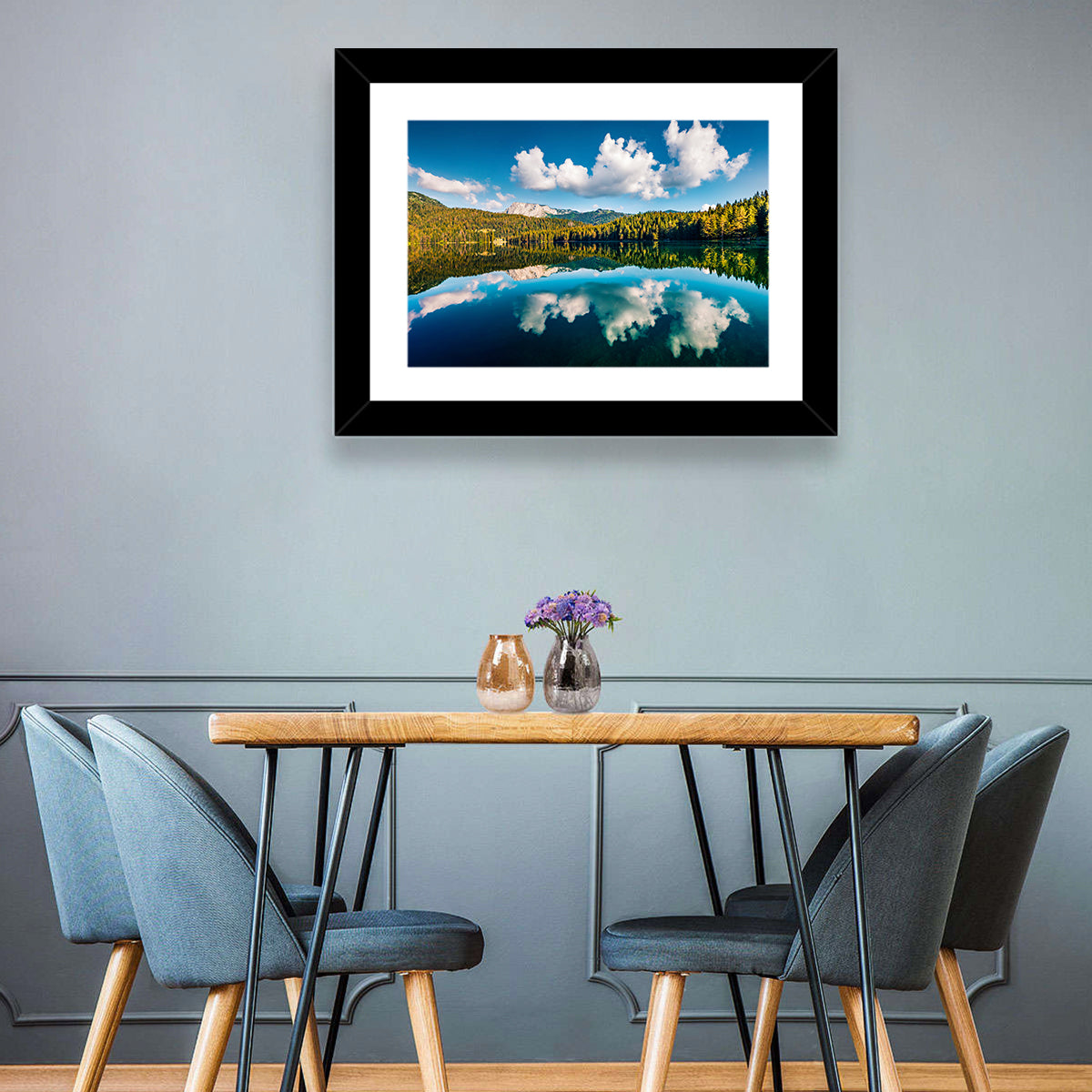 Crno Jezero Lake Wall Art in a room, landscape