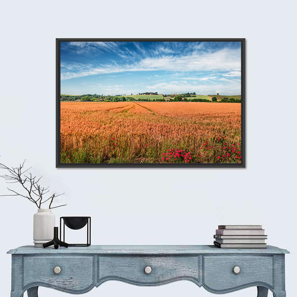 Golden Wheat Field with Poppies Wall Art