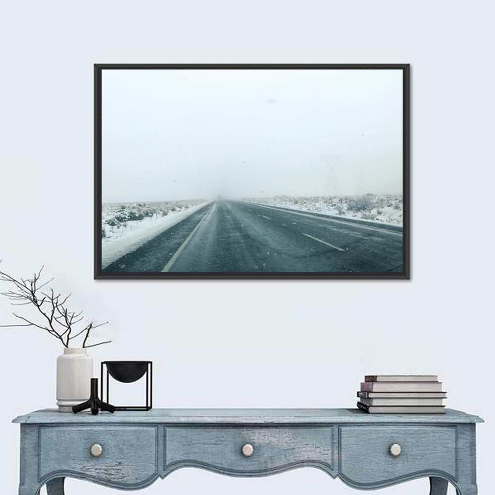 Foggy Winter Mountain Road Wall Art