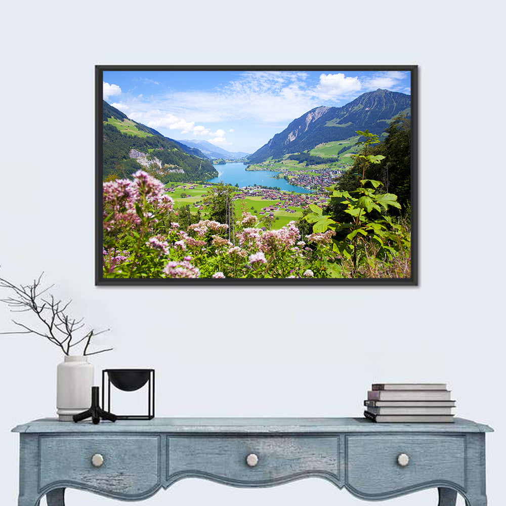 Lungern Village with Wildflowers Wall Art
