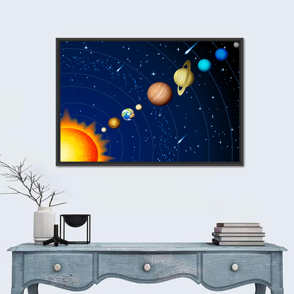 Diagonal Solar System Illustration Wall Art