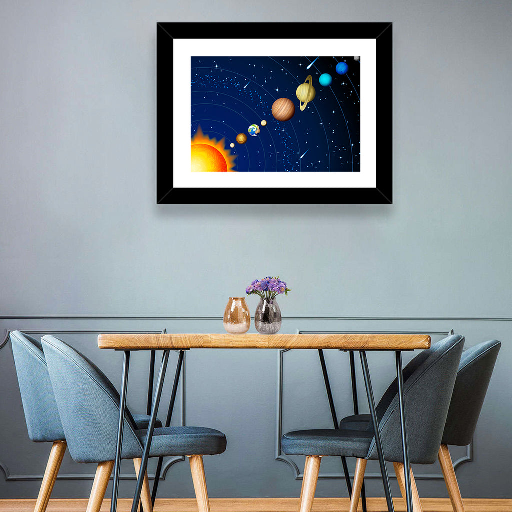 Diagonal Solar System Illustration Wall Art