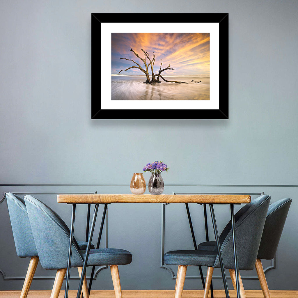 Folly Beach Driftwood Sunset Wall Art