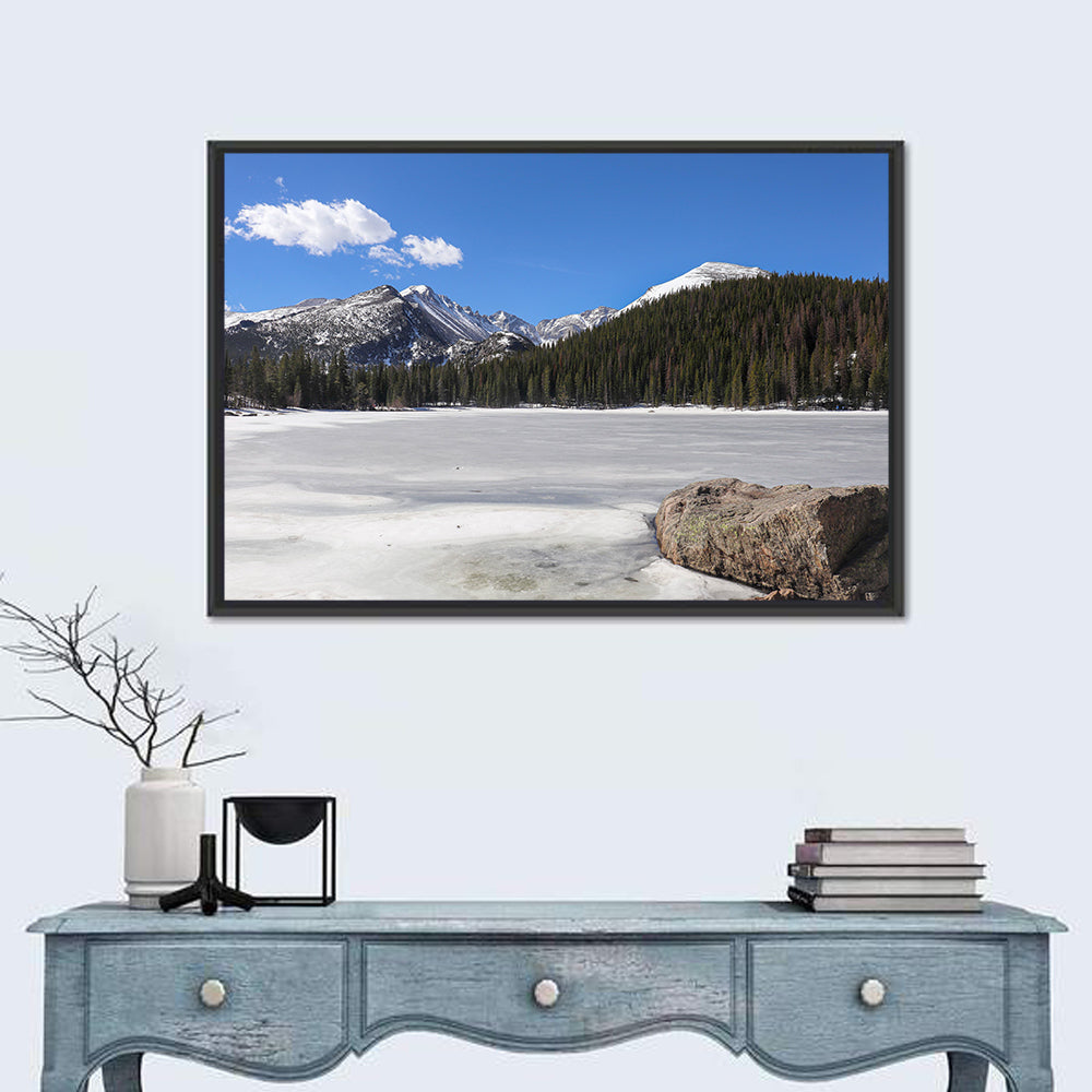 Bear Lake Winter View Wall Art in a room, landscape