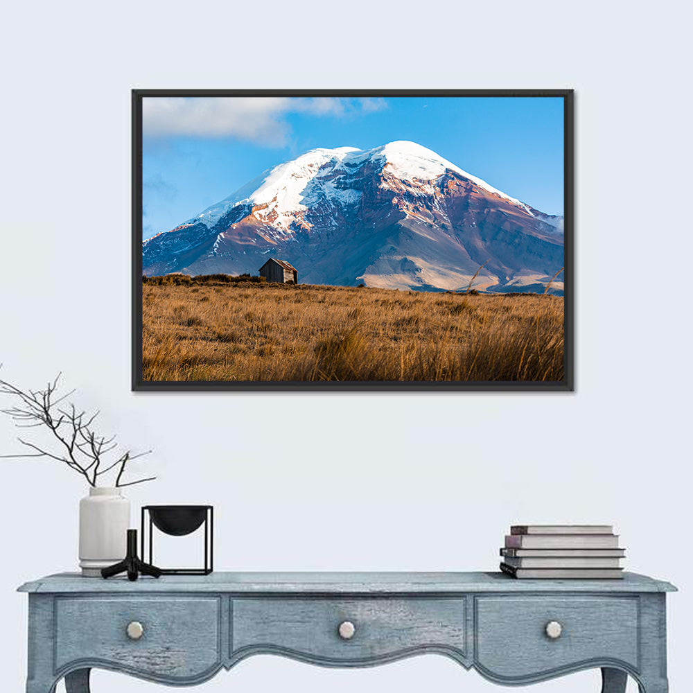Chimborazo Rustic Mountain Landscape Wall Art in a room, landscape
