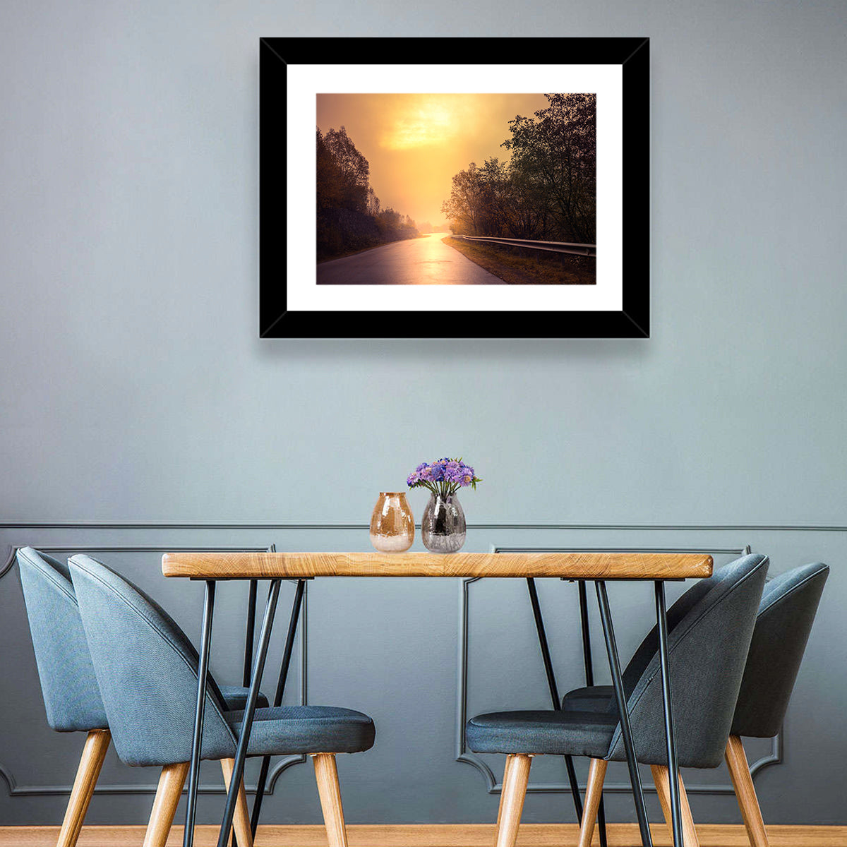 Windy Misty Forest Road Wall Art