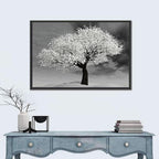 Monochrome Cherry Tree in Winter Wall Art