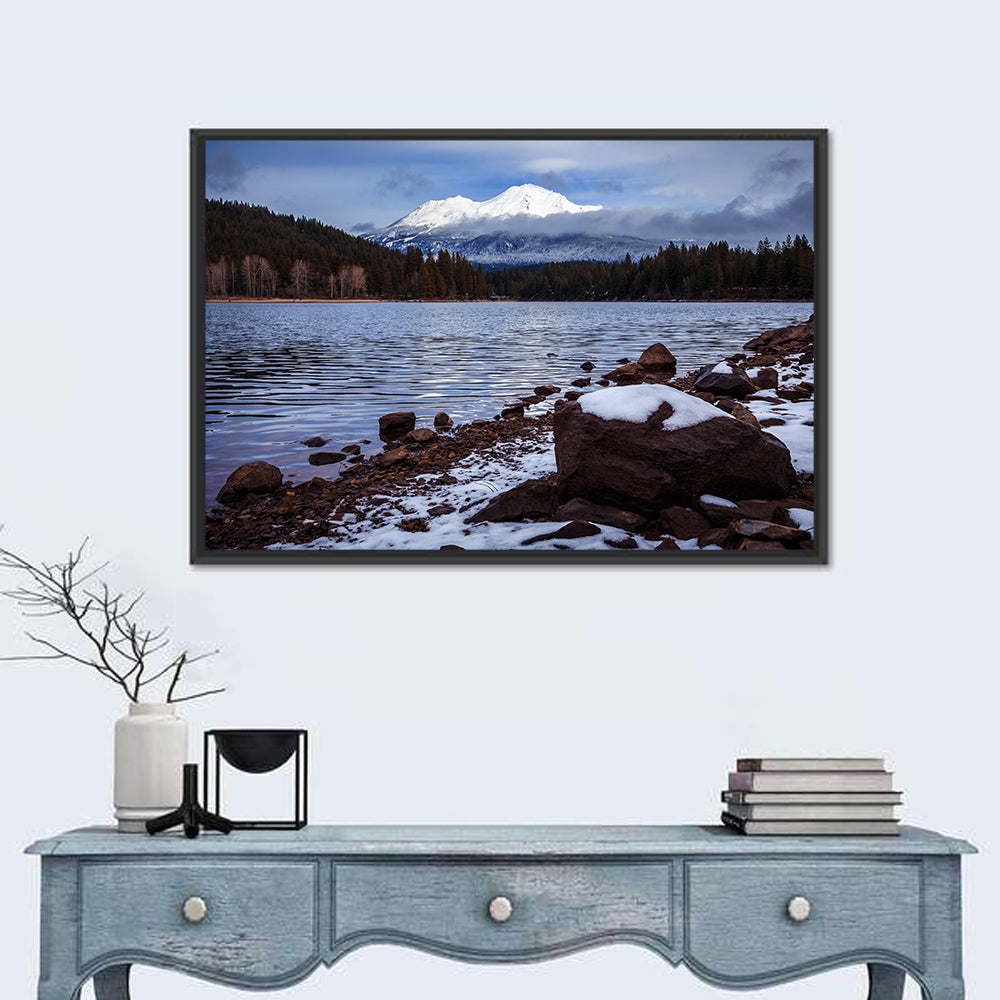 Mount Shasta and Lake Siskiyou Wall Art in a room, landscape