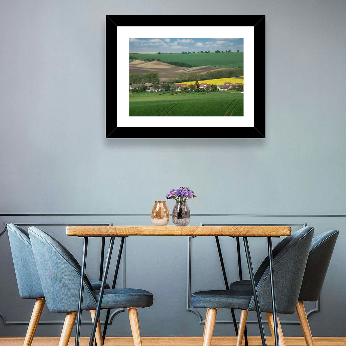 Gentle Moravian Hills Wall Art in a room, landscape