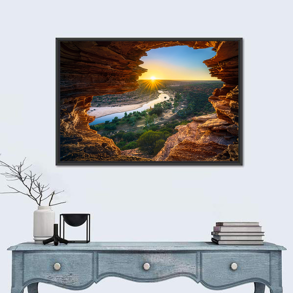 Nature's Window Sunrise, Kalbarri Wall Art in a room, landscape