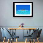 Turquoise Atoll Sandbar with Palm Trees Wall Art