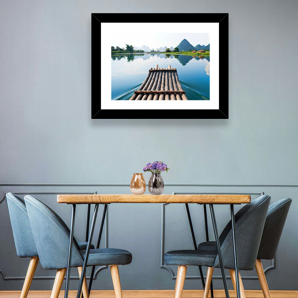 Li River Bamboo Raft, Guilin Wall Art in a room, landscape