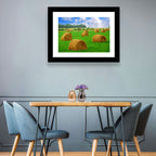 Golden Hay Bales in Green Field Wall Art