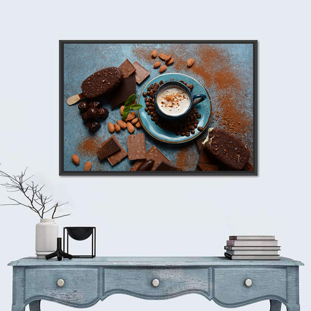 Coffee and Ice Cream Still Life Wall Art in a room, landscape