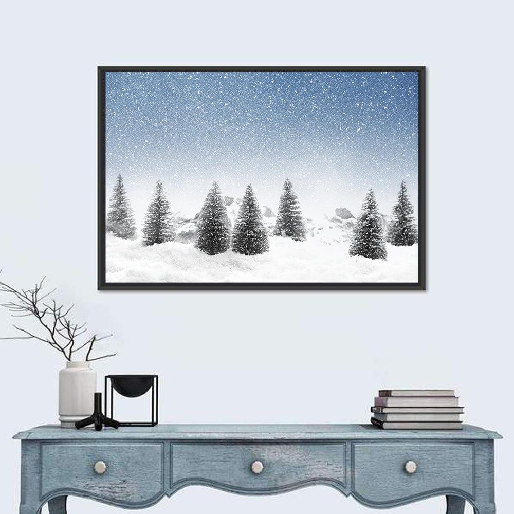 Winter Pine Trees Landscape Wall Art
