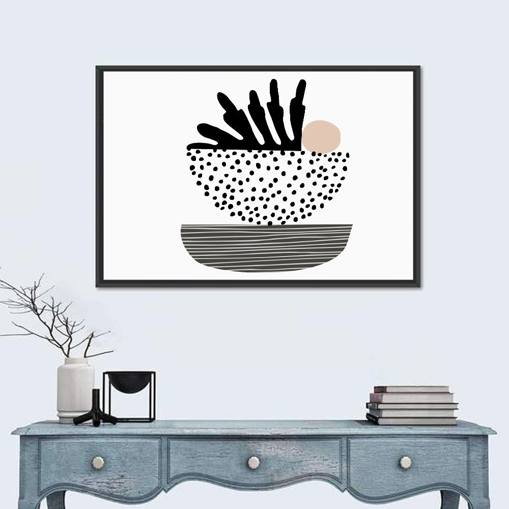 Palm Leaf with Stacked Bowls Wall Art