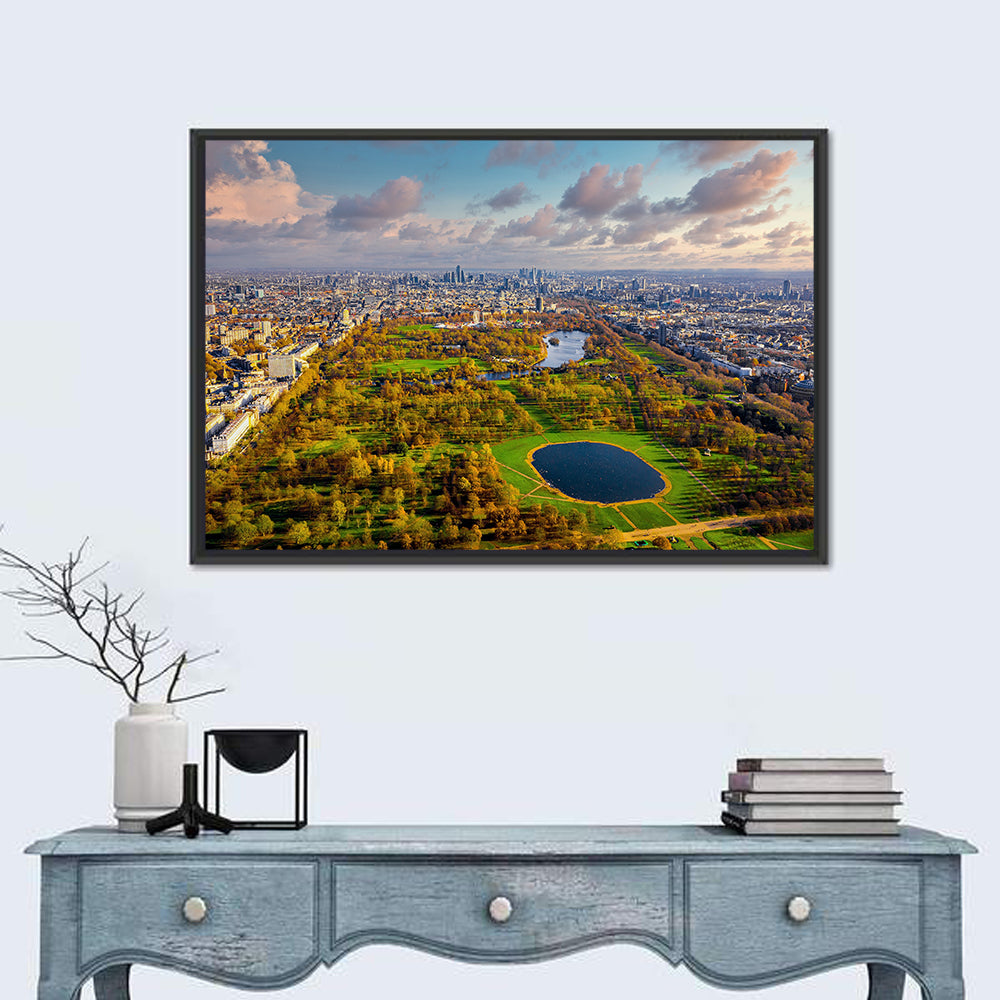 Hyde Park Aerial View Wall Art in a room, landscape