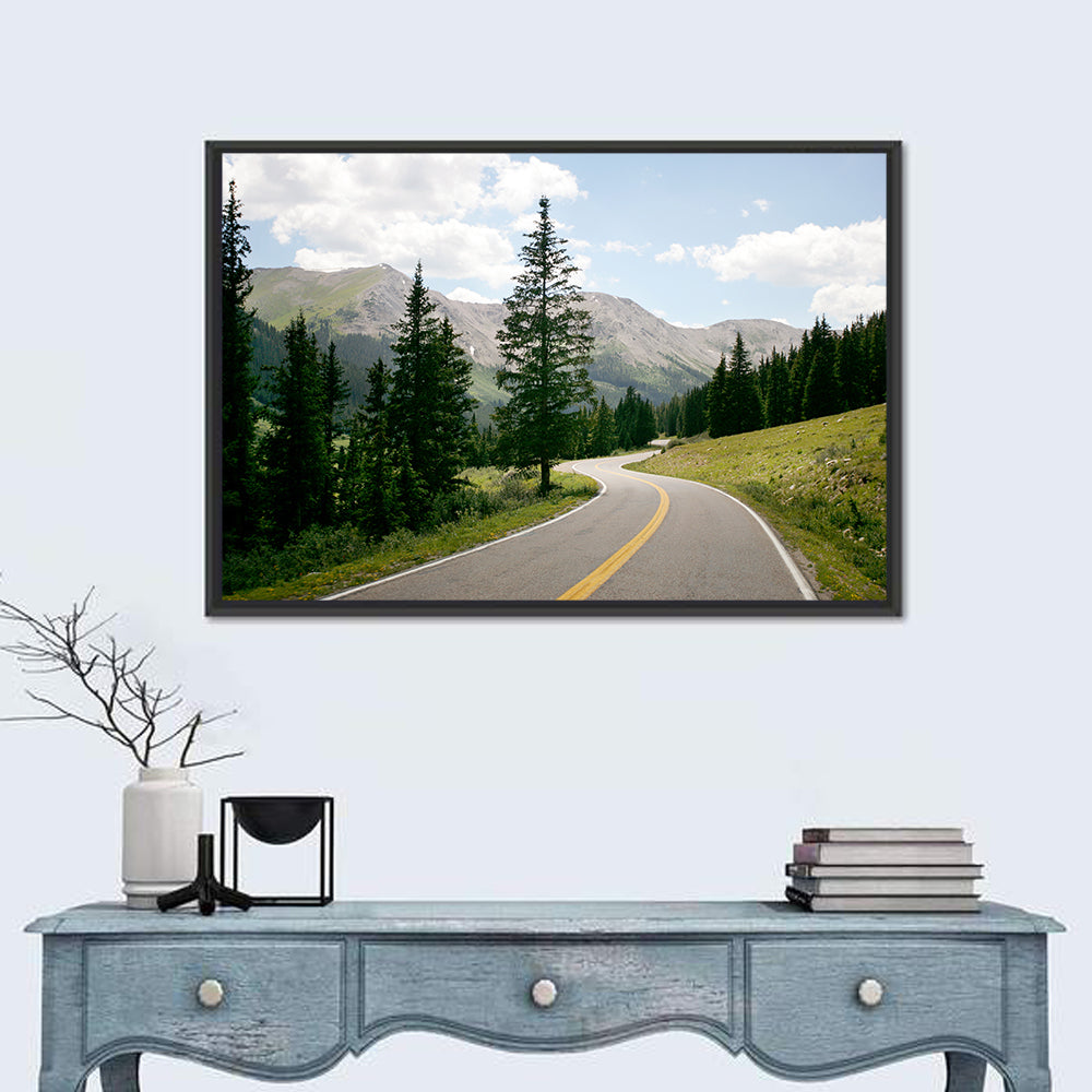 Colorado Mountain Road Wall Art in a room, landscape