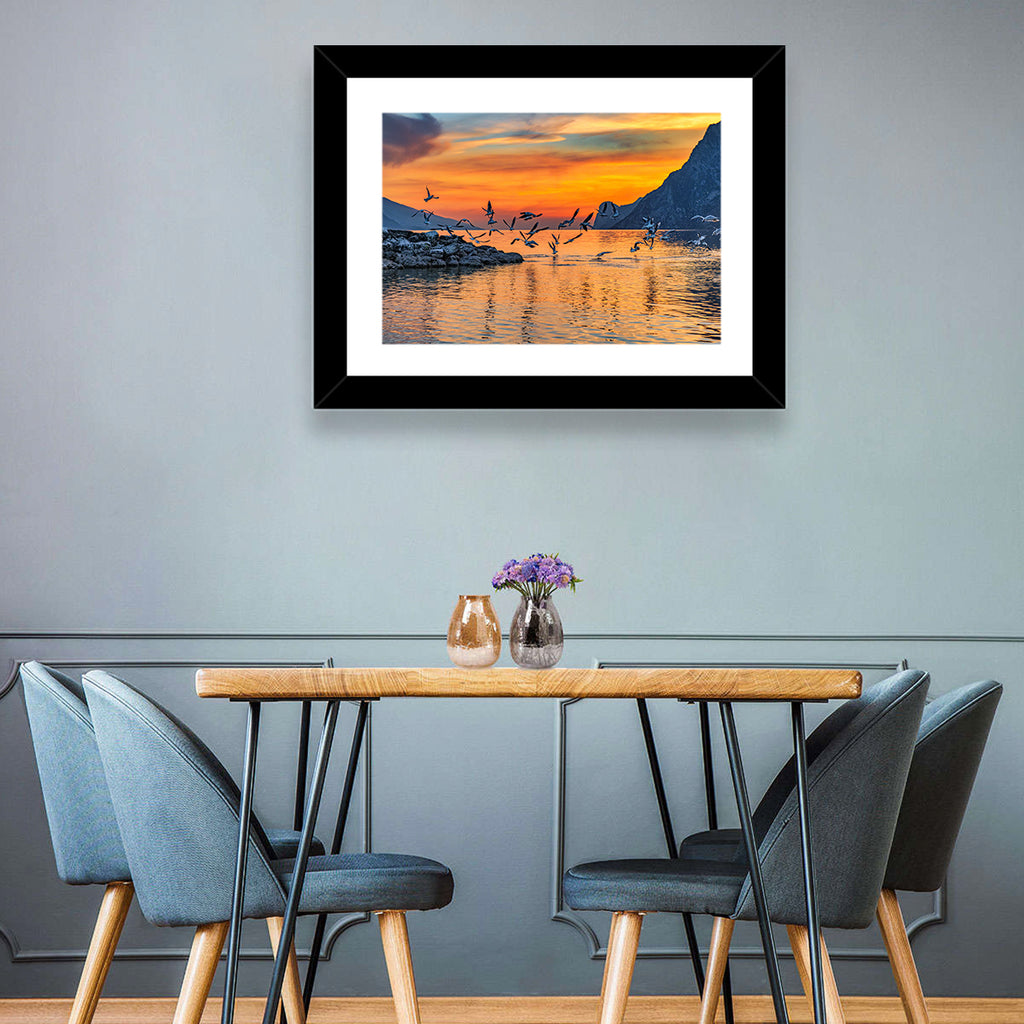 Lake Garda Sunset Birds Wall Art