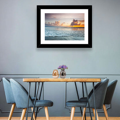 Cloudy Beach Sunset Wall Art