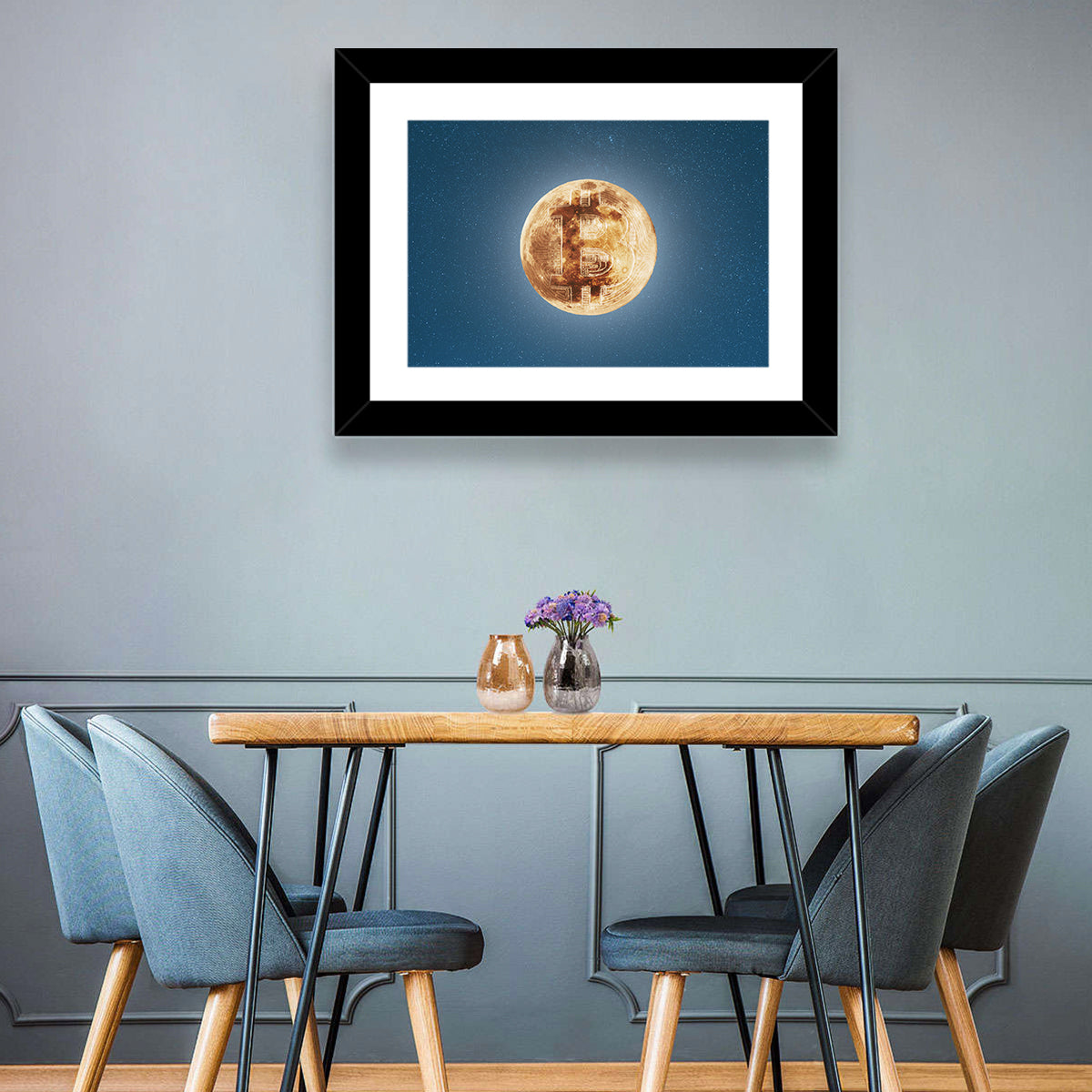 Bitcoin On Moon Wall Art