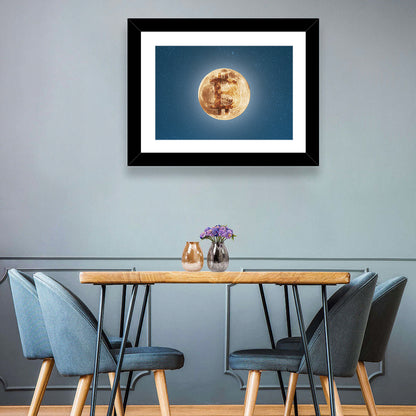 Bitcoin On Moon Wall Art
