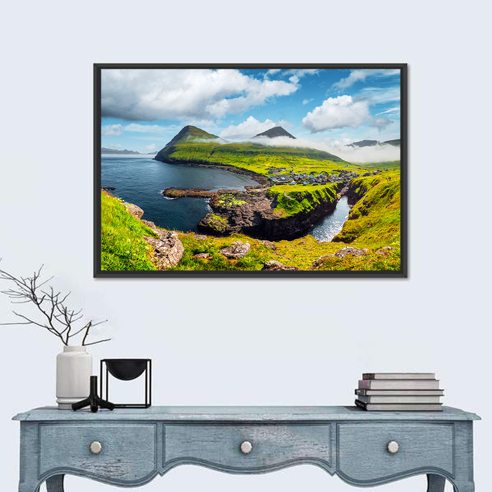 Gjógv Harbor Coastal Village Wall Art