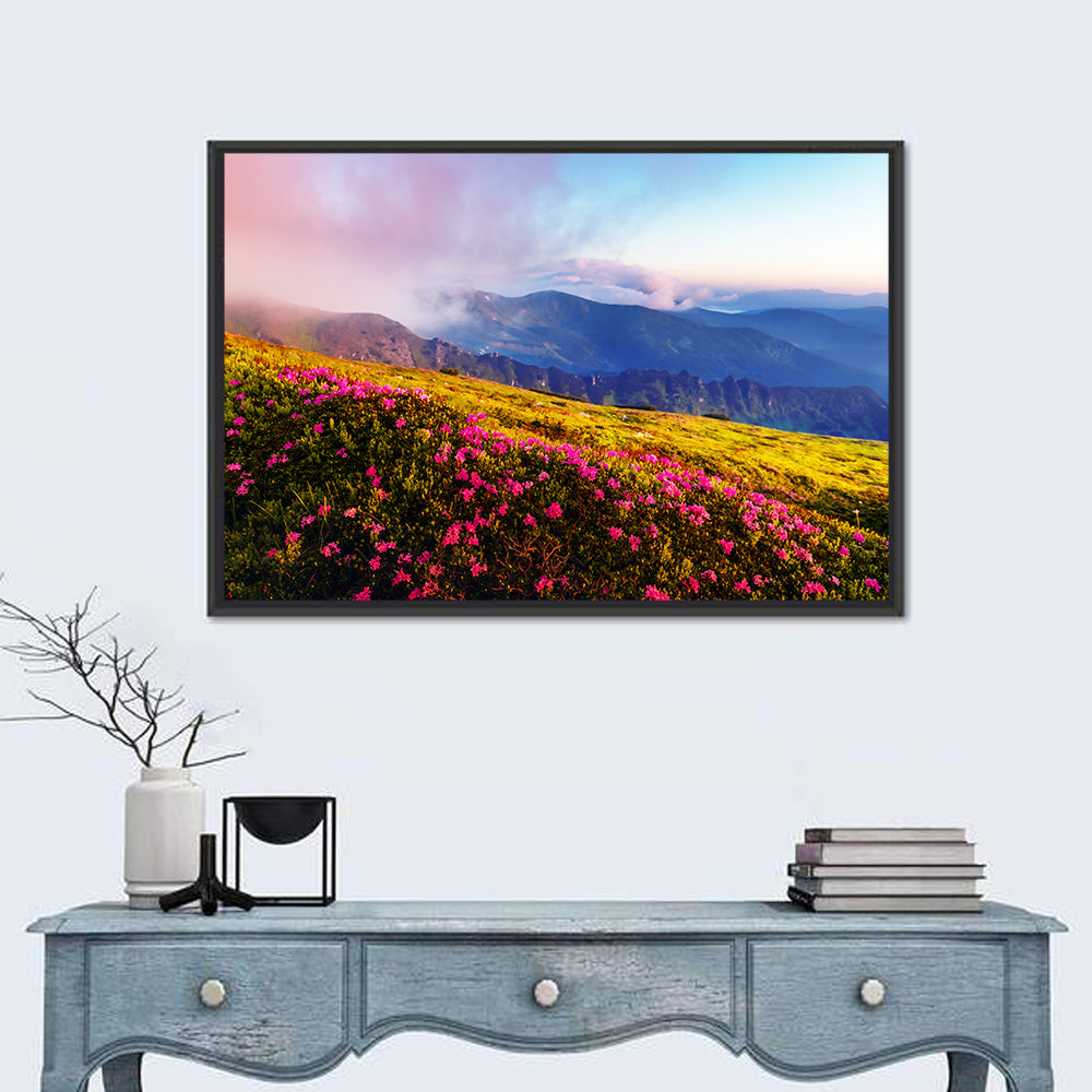 Alpine Rhododendron Meadow at Golden Hour Wall Art