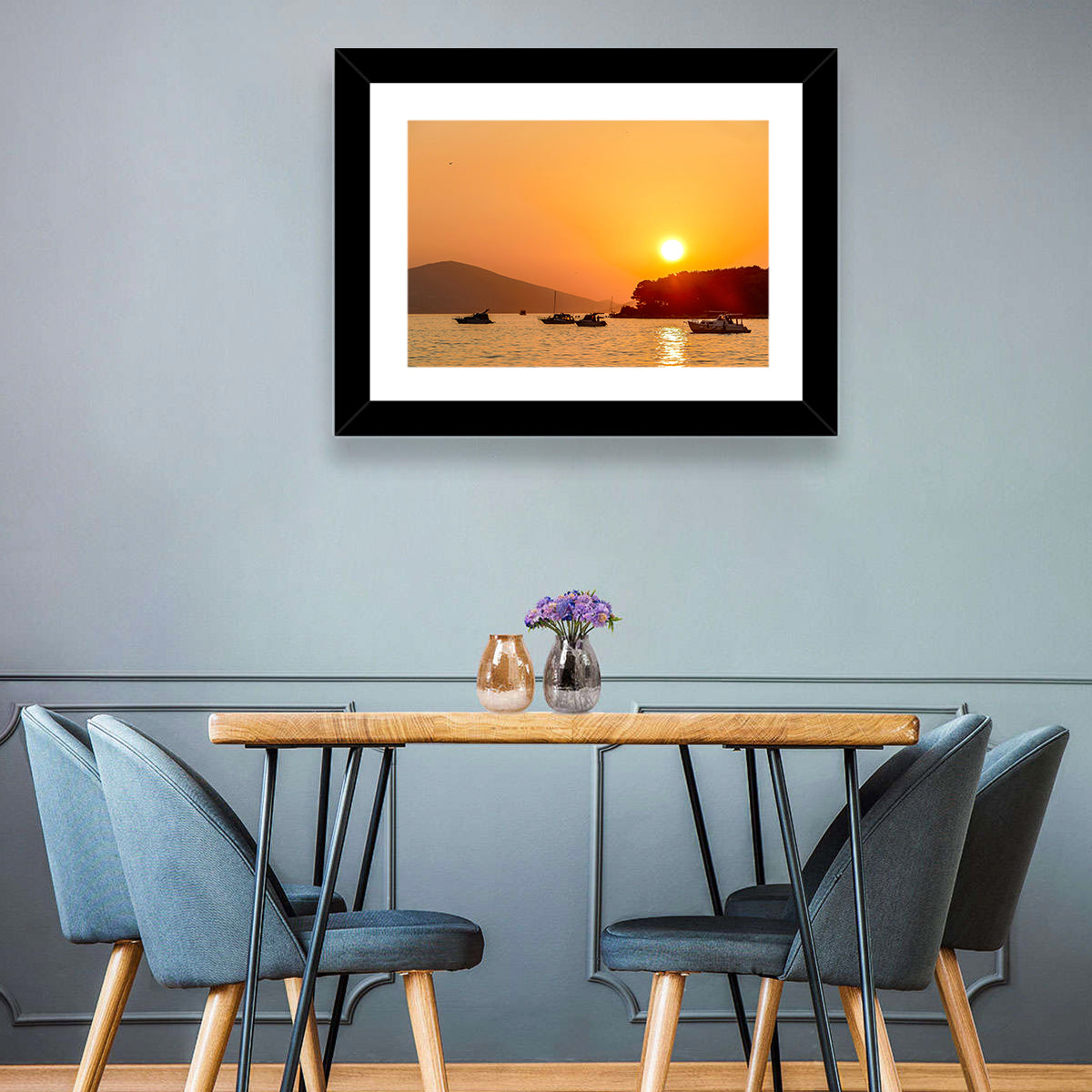 Golden Harbor Sunset Wall Art