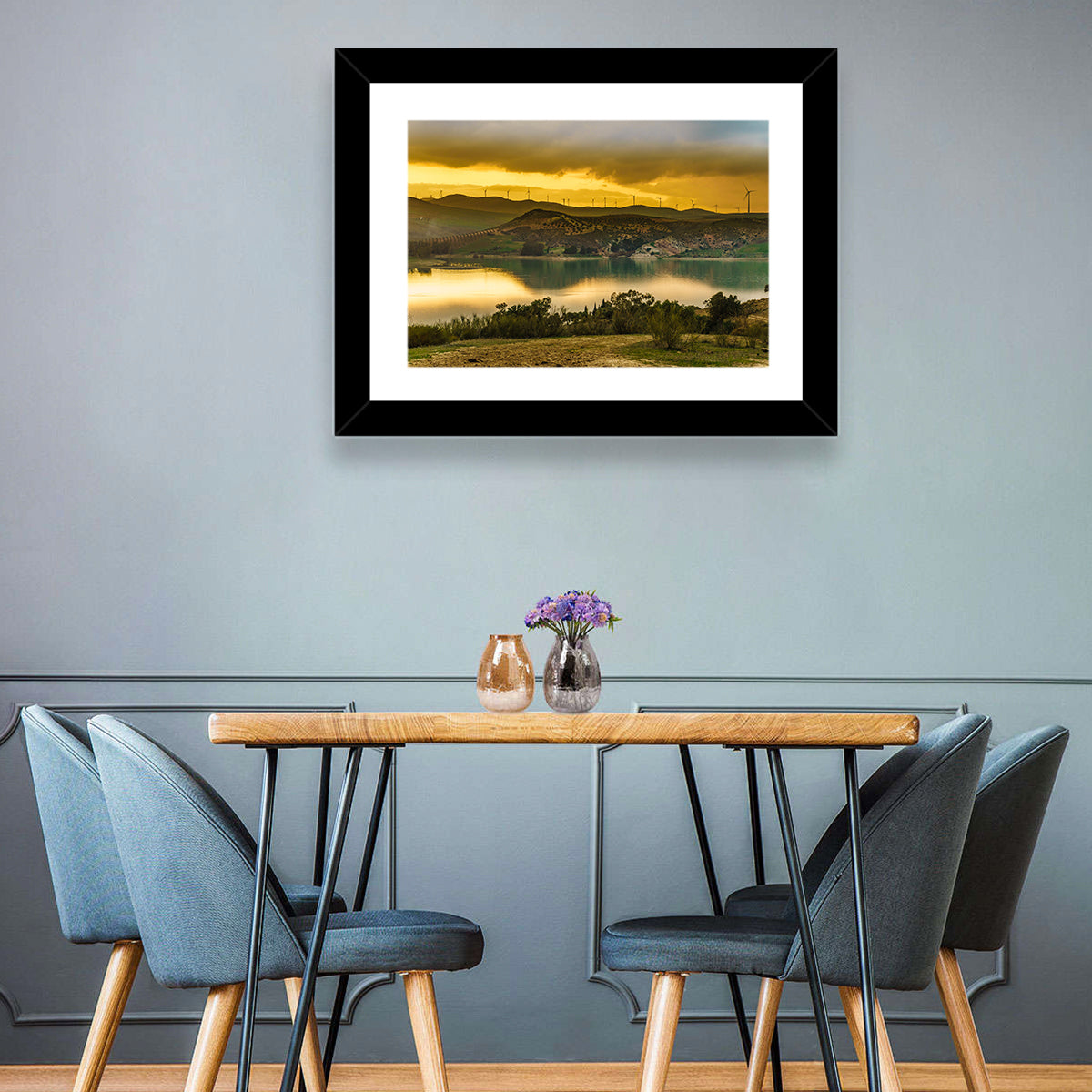 Andalucia Wind Farm at Golden Hour Wall Art in a room, landscape