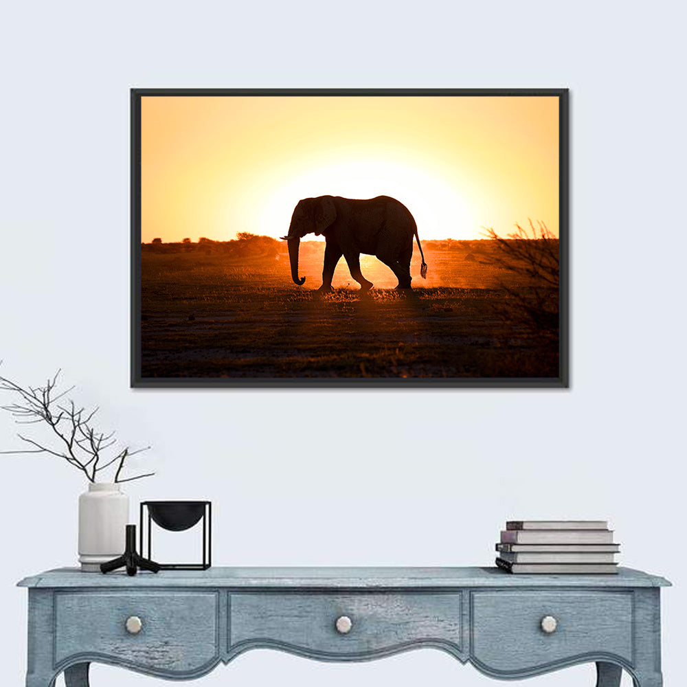 Golden Hour Elephant Silhouette Wall Art