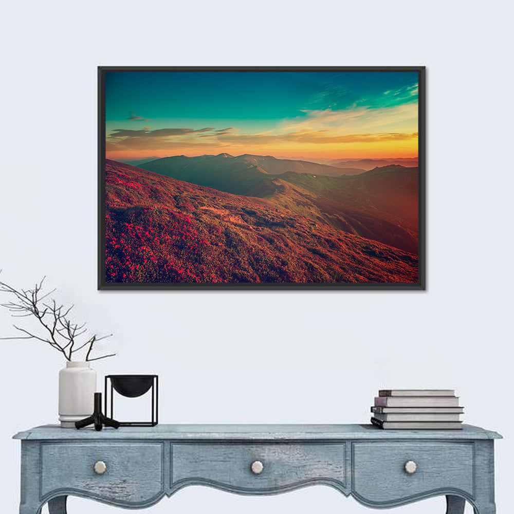 Alpine Rhododendrons at Golden Sunrise Wall Art