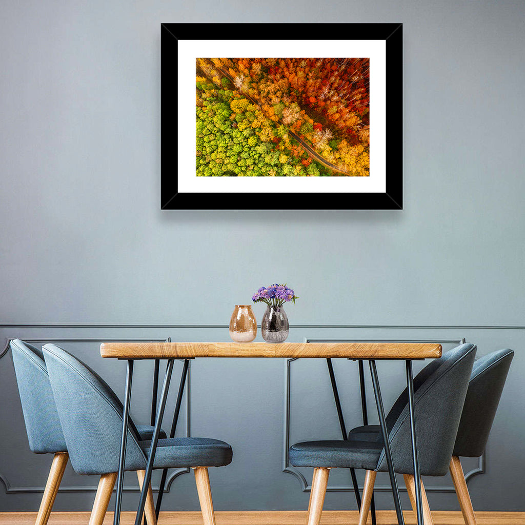 Winding Road Through Autumn Forest Wall Art