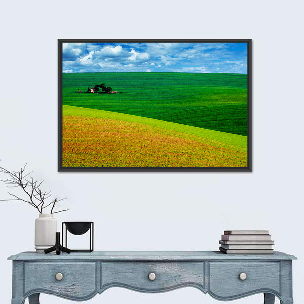 Golden Field and Green Hillside Wall Art