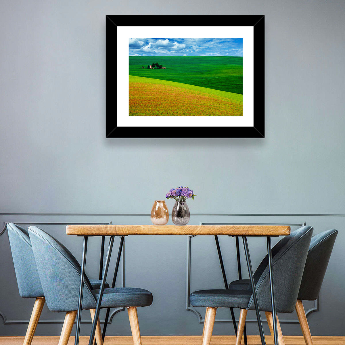Golden Field and Green Hillside Wall Art