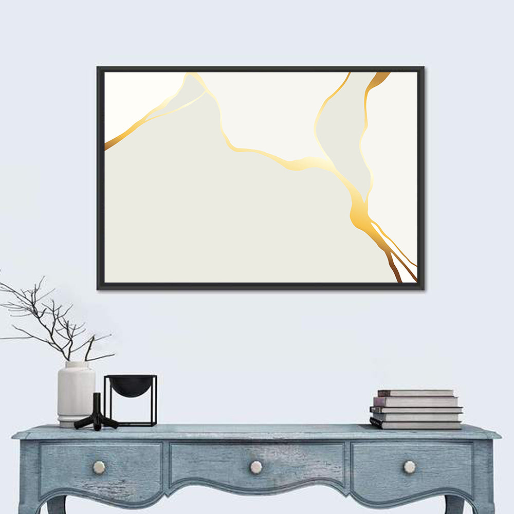 Golden Kintsugi Streams Wall Art in a room, landscape