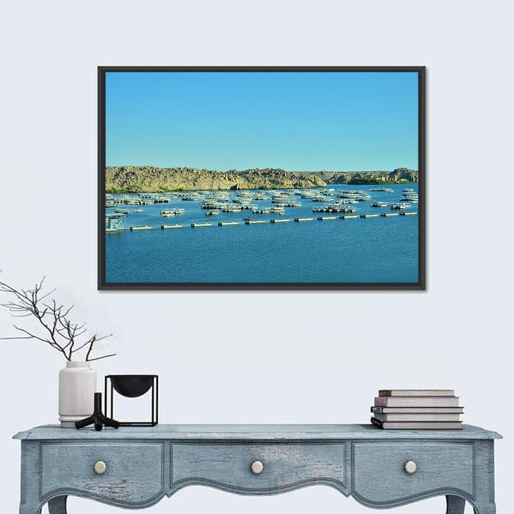 Philae Harbor, Lake Nasser Wall Art in a room, landscape