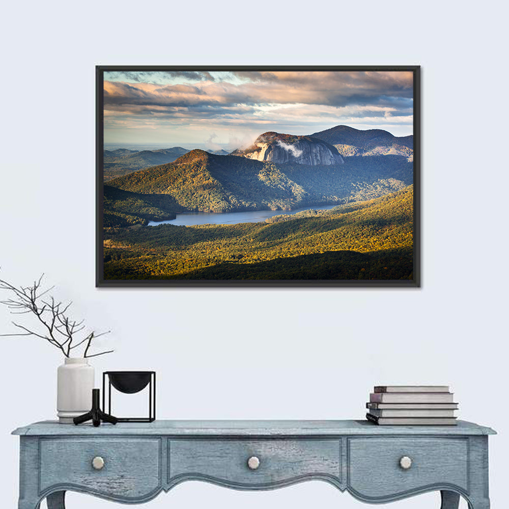 Table Rock Sunrise Over Looking Glass Rock Wall Art in a room, landscape