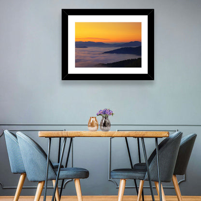 Cloudy Mountains Sunset Wall Art