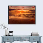 Solitary Figure on Sunset Shore Wall Art
