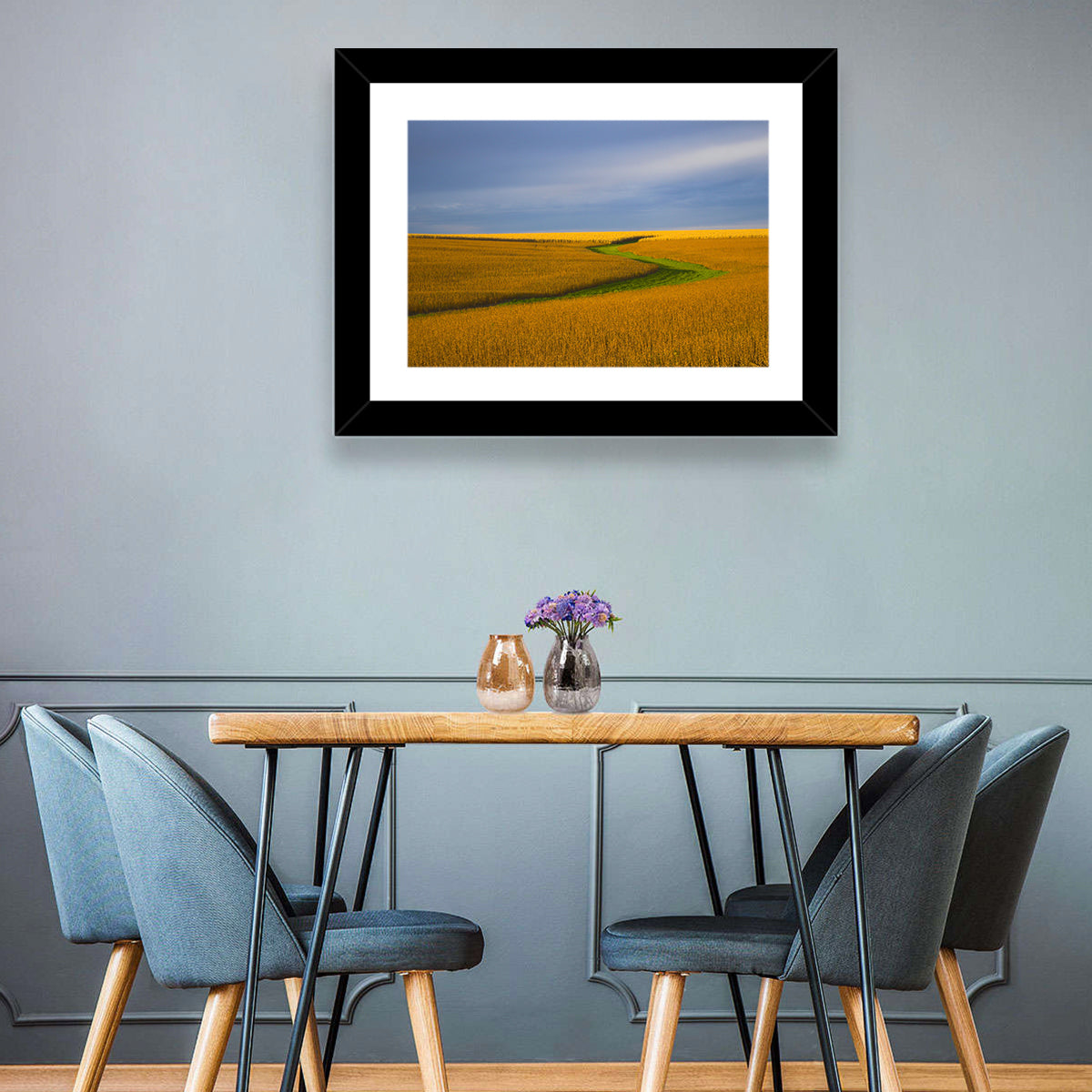 Golden Hour Soybean Field Wall Art in a room, landscape