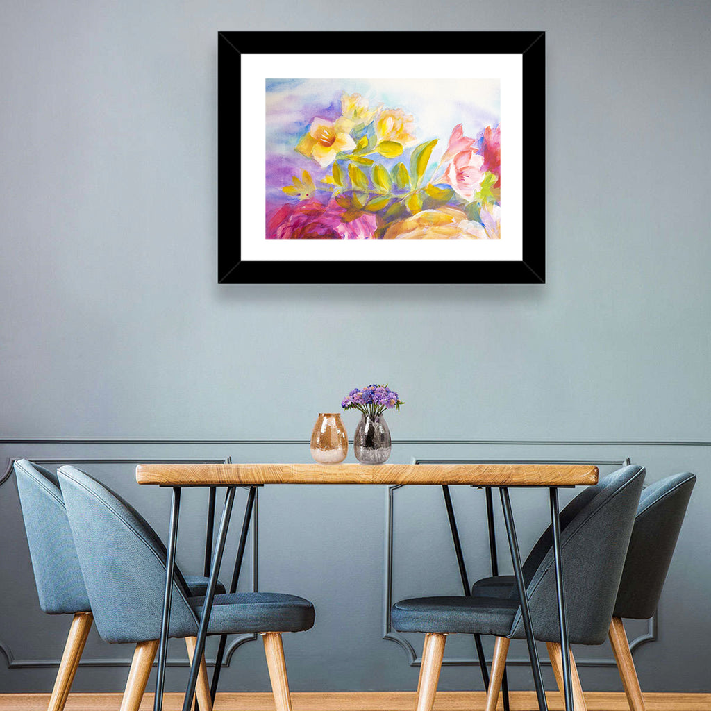 Pink and Yellow Watercolor Blossoms Wall Art