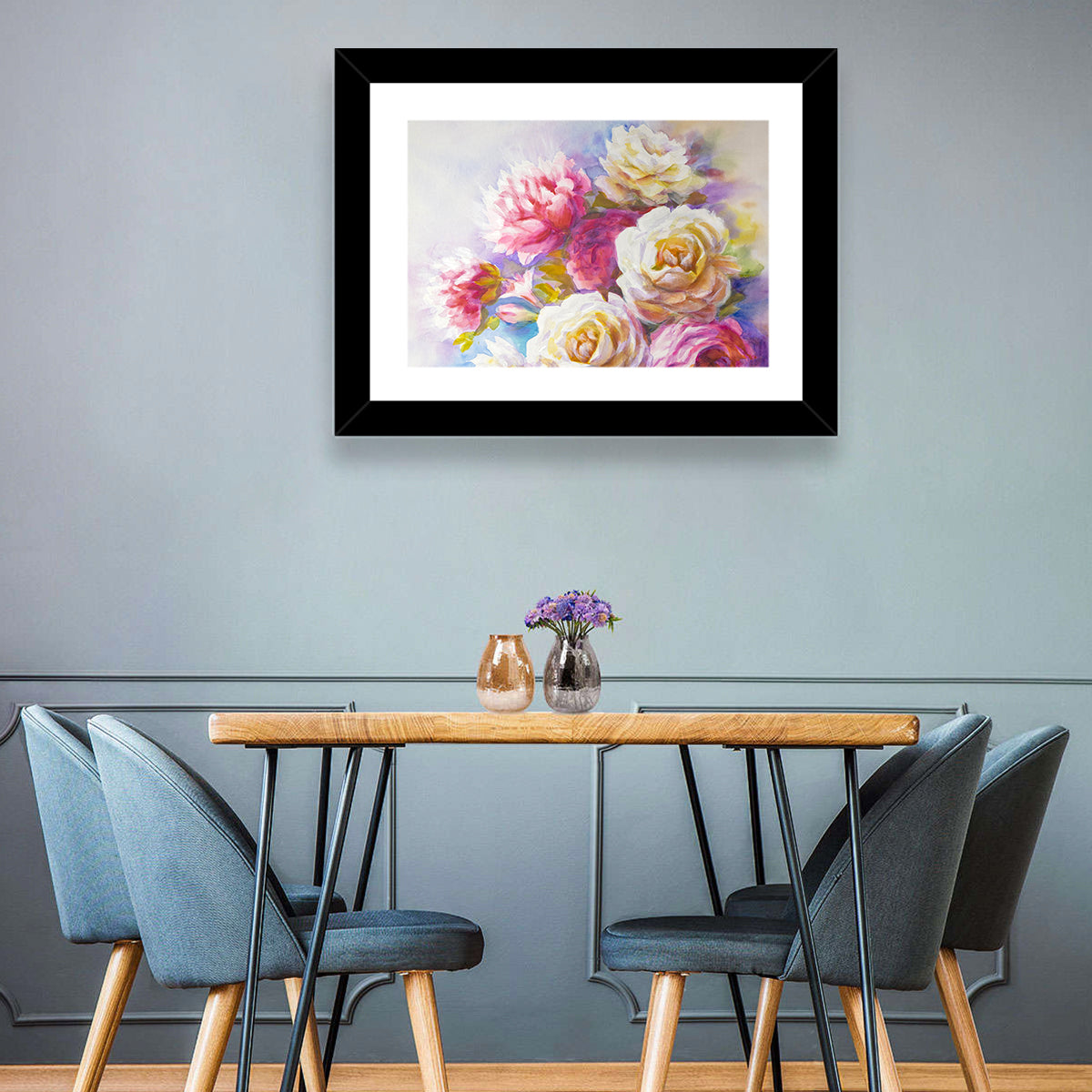 Watercolor Peony Bouquet Wall Art