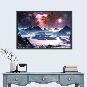 Alien Planet Winter Aurora Wall Art