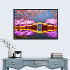 Illuminated Cherry Blossom Bridge Wall Art