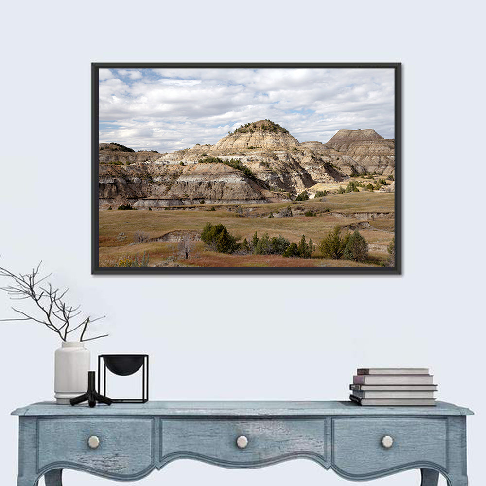 Theodore Roosevelt Badlands Vista Wall Art in a room, landscape