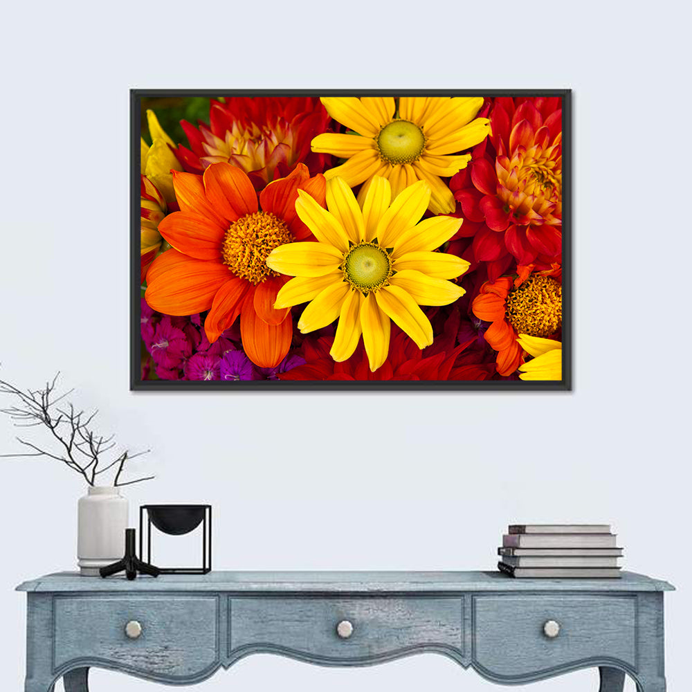 Fresh Autumn Flowers Wall Art in a room, landscape